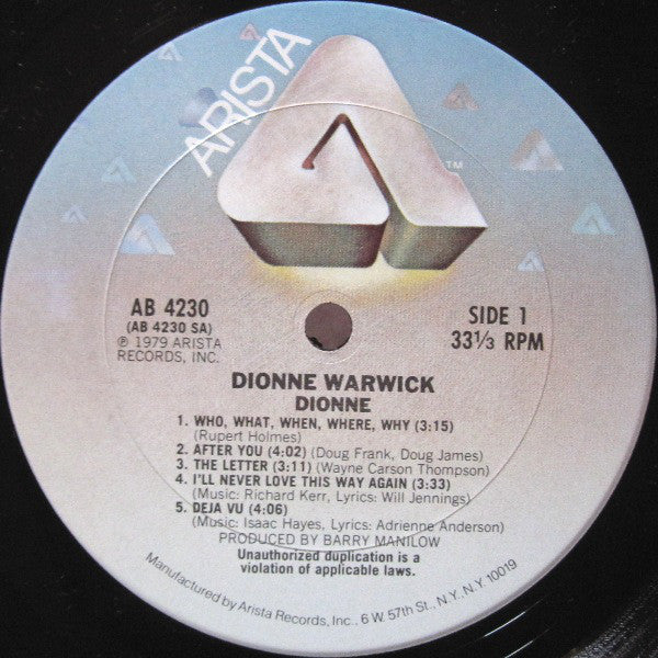 Dionne Warwick - Dionne (LP, Album, Pit)