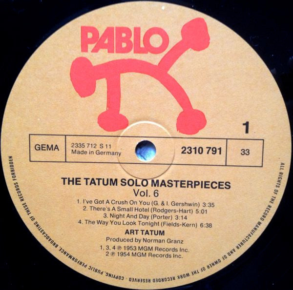 Art Tatum : The Tatum Solo Masterpieces, Vol. 6 (LP, Album)