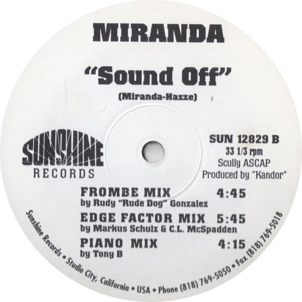 Miranda (3) : Sound Off (12", Promo)