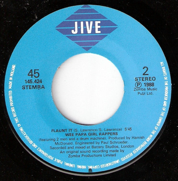 The Wee Papa Girl Rappers* Featuring 2 Men And A Drum Machine* - Heat It Up (7", Single)