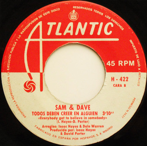 Sam & Dave - Soul Sister, Brown Sugar / Todos Deben Creer En Alguien (7", Single)