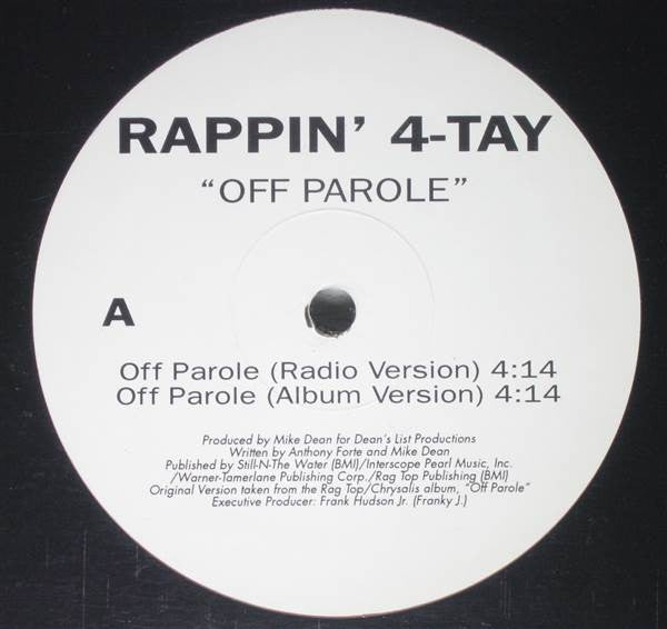 Rappin' 4-Tay - Off Parole (12", Promo)