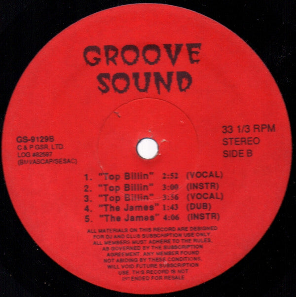 Various : Top Billin / Do The James / Rock The Bells / I Need A Beat / La-Di-Da-Di (12", Unofficial, Re)