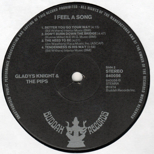 Gladys Knight And The Pips : I Feel A Song (LP, Album)
