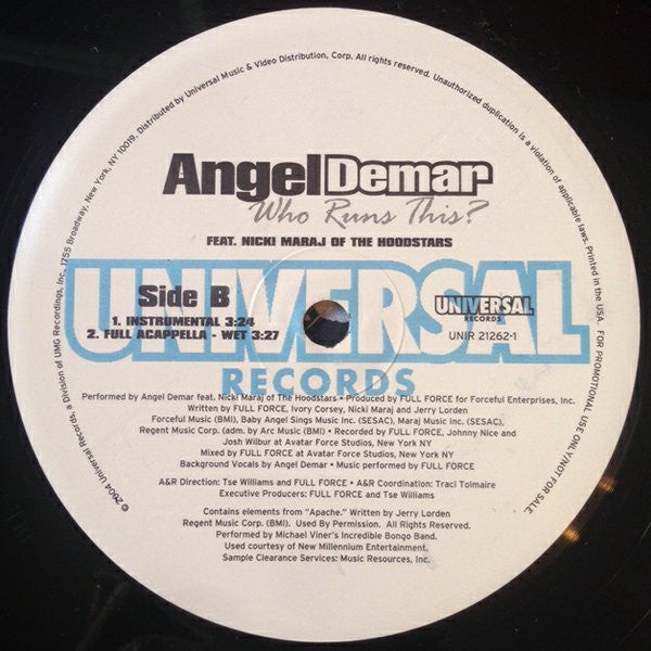 Angel Demar Featuring Nicki Maraj* - Who Runs This? (12", Promo)
