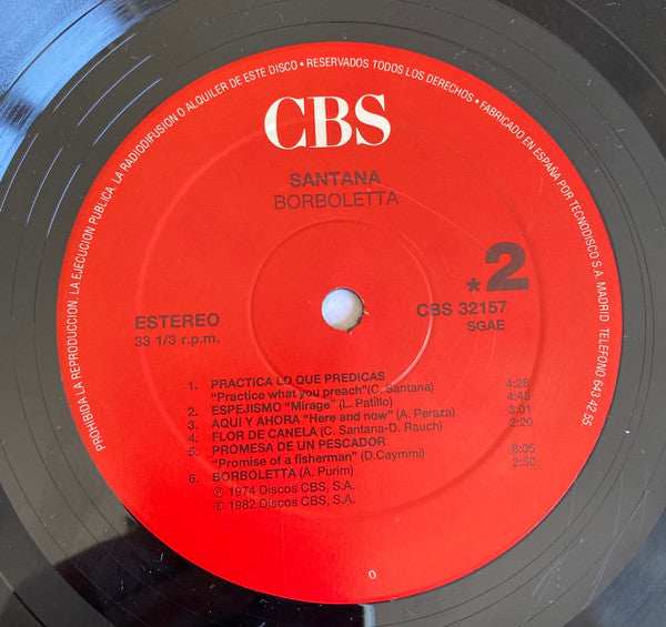 Santana - Borboletta (LP, Album, RE)