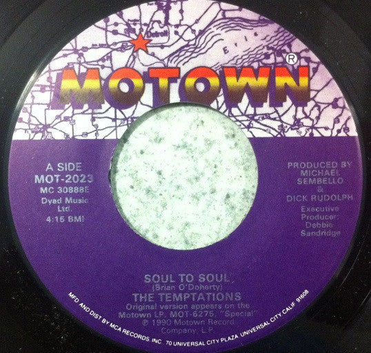 The Temptations : Soul To Soul (7")