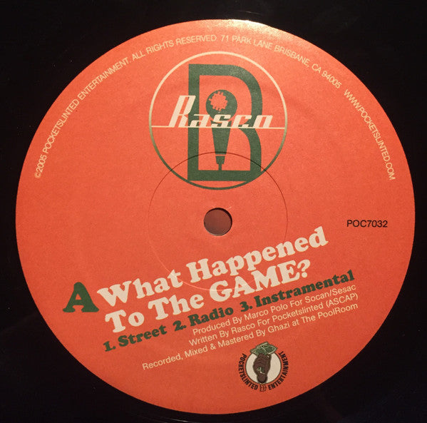 Rasco : What Happened To The Game? / Back Down (12")