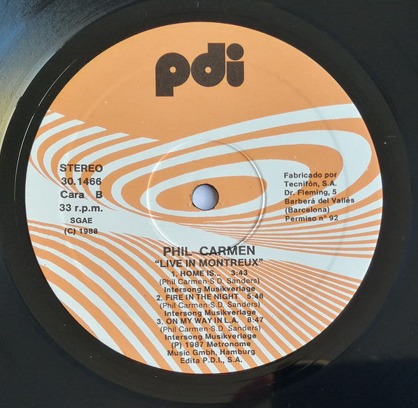 Phil Carmen : Live In Montreux (LP, Album)