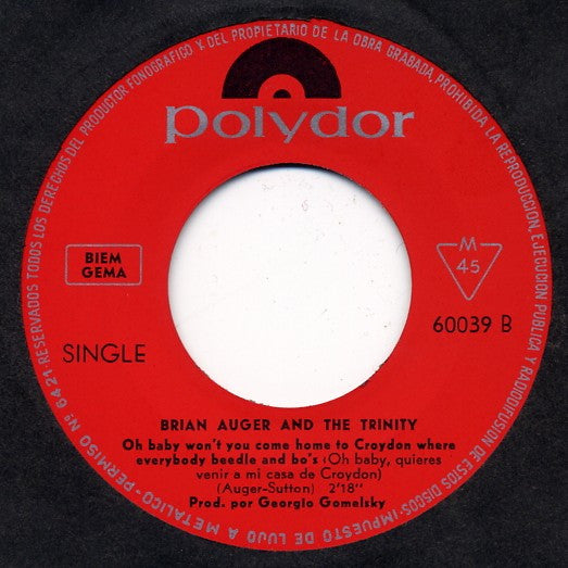 Brian Auger And The Trinity* : Tiger (7", Single)