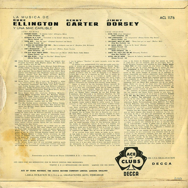 Duke Ellington, Benny Carter, Jimmy Dorsey, Una Mae Carlisle : La Música De (LP, Comp)