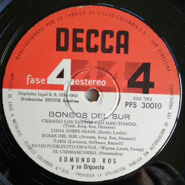 Edmundo Ros & His Orchestra - Bongos Del Sur (LP, Album)