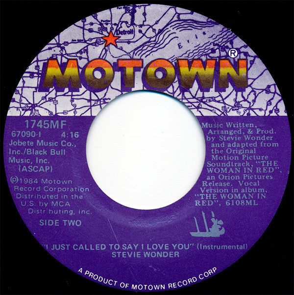 Stevie Wonder : I Just Called To Say I Love You (7", Single)