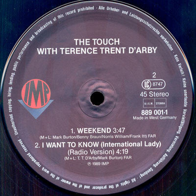 The Touch with Terence Trent D'Arby : I Want To Know (International Lady) (12", Maxi)