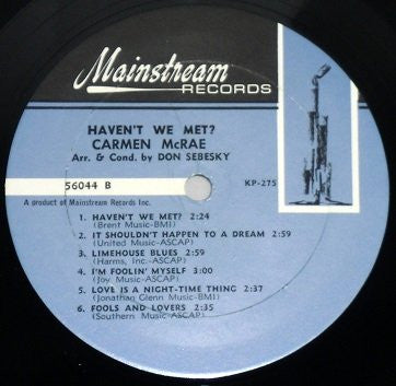 Carmen McRae - Haven't We Met? (LP, Album, Mono)