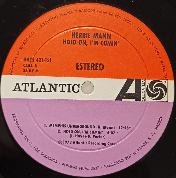 Herbie Mann : Hold On, I'm Comin' (LP, Album)