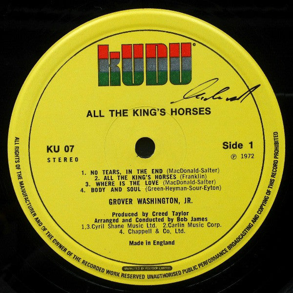 Grover Washington, Jr. : All The King's Horses (LP, Album)