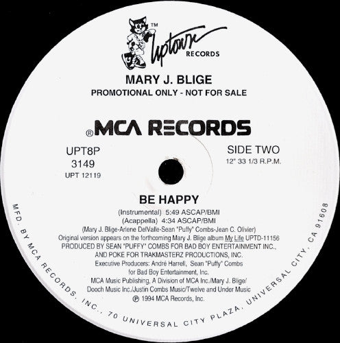 Mary J. Blige - Be Happy (12", Promo)