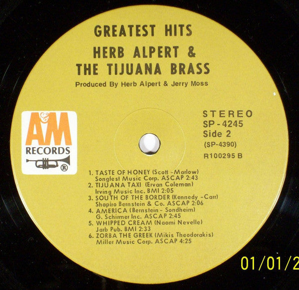 Herb Alpert & The Tijuana Brass : Greatest Hits (LP, Comp, Club, RE, RCA)