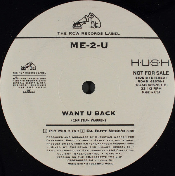Me-2-U - Want U Back (12", Promo)