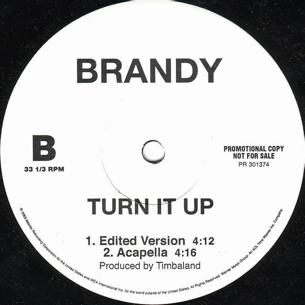 Brandy - Turn It Up (12", Promo)