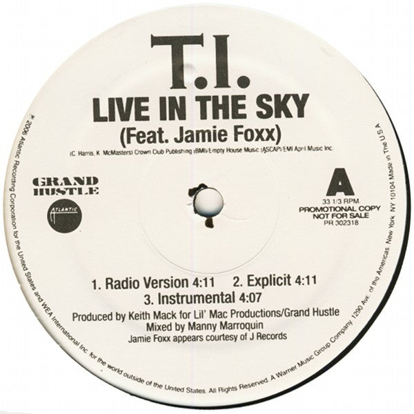 T.I. : Live In The Sky / Top Back (12", Promo)