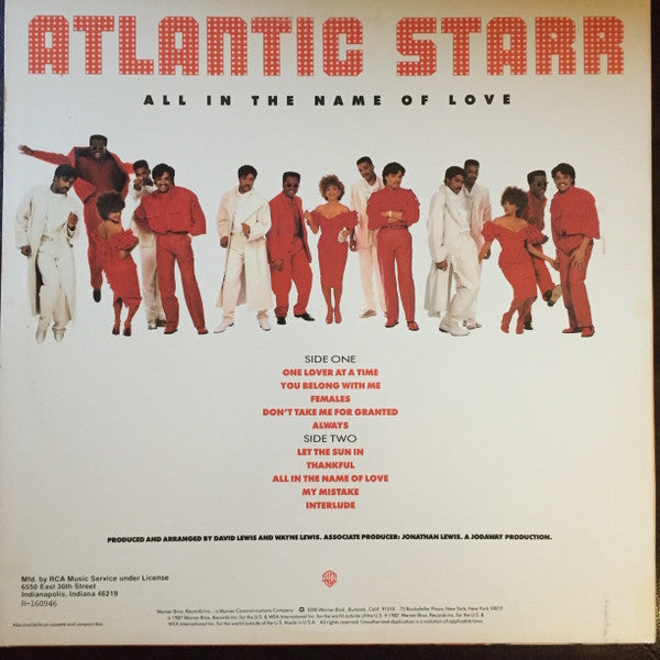 Atlantic Starr : All In The Name Of Love (LP, Album, Club)