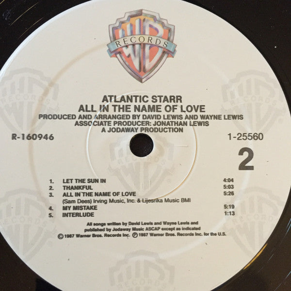 Atlantic Starr : All In The Name Of Love (LP, Album, Club)