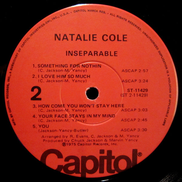 Natalie Cole - Inseparable (LP, Album, Win)