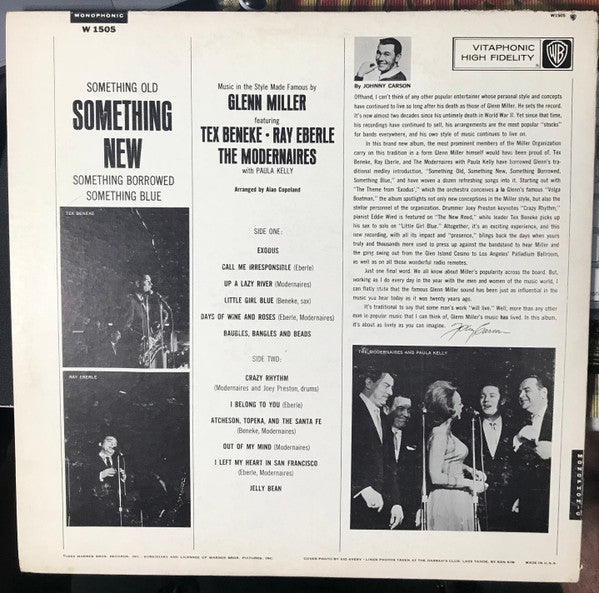 Tex Beneke, Ray Eberle, The Modernaires With Paula Kelly : Something Old - Something New - Something Borrowed - Something Blue; Music In The Style Made Famous By Glenn Miller (LP, Album, Mono)