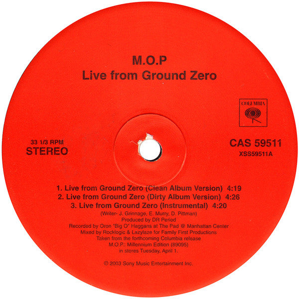 M.O.P. : Live From Ground Zero (12", Promo)