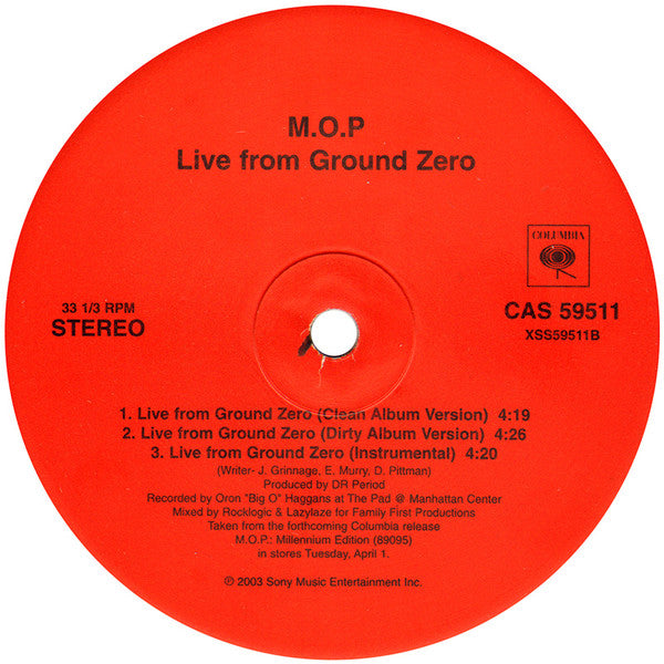 M.O.P. : Live From Ground Zero (12", Promo)