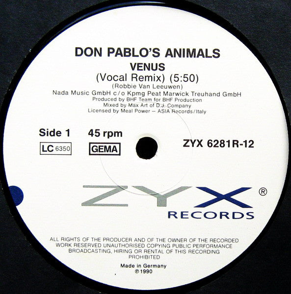 Don Pablo's Animals : Venus (The Remixes) (12")