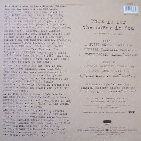 Babyface : This Is For The Lover In You (12")