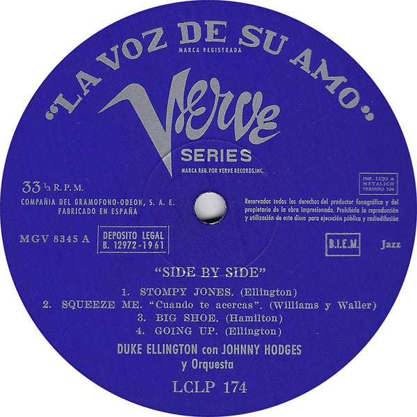 Duke Ellington And Johnny Hodges : Side By Side (LP, Album, Mono, RE)