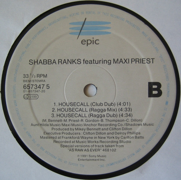 Shabba Ranks Featuring Maxi Priest : Housecall (12")