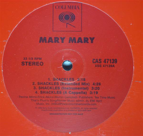 Mary Mary - Shackles (12", Single, Promo)