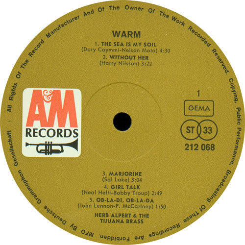 Herb Alpert & The Tijuana Brass : Warm (LP, Album)