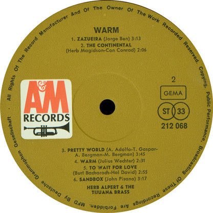 Herb Alpert & The Tijuana Brass : Warm (LP, Album)