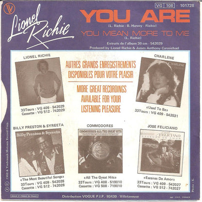 Lionel Richie : You Are (7", Single)