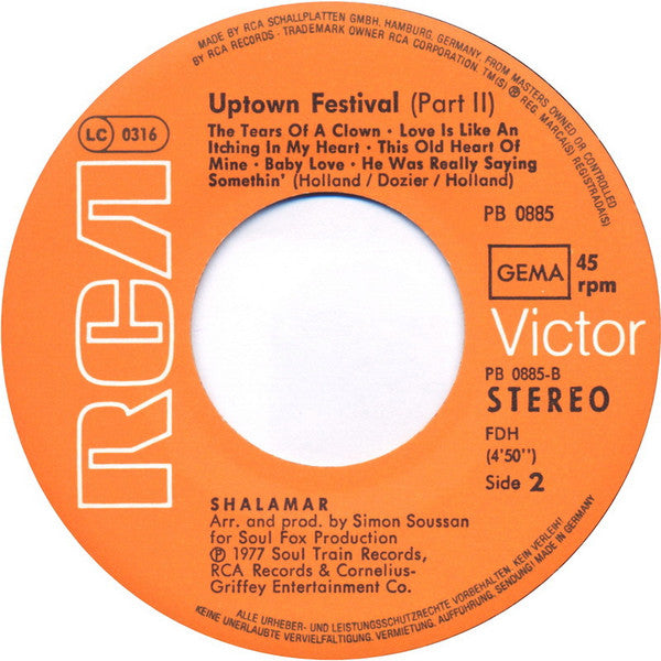Shalamar : Uptown Festival Part I & Part II (7", Single)