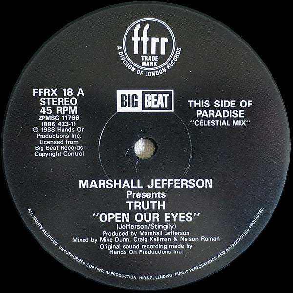Marshall Jefferson Presents Truth  - Open Our Eyes (12", Die)