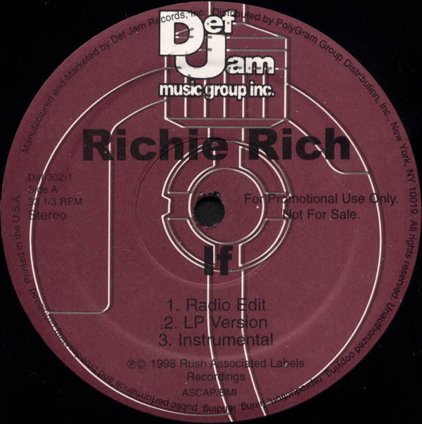 Richie Rich (2) : If... / Straight Mail (12", Promo)