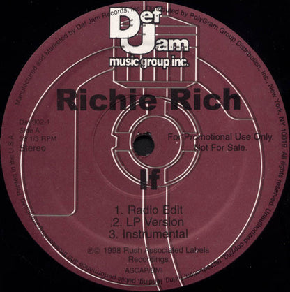 Richie Rich (2) : If... / Straight Mail (12", Promo)
