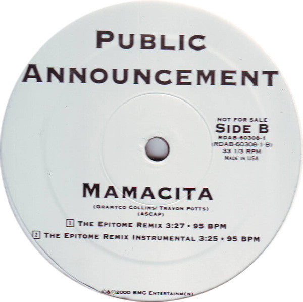 Public Announcement : Mamacita (12", Promo)