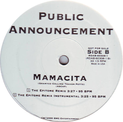 Public Announcement : Mamacita (12", Promo)