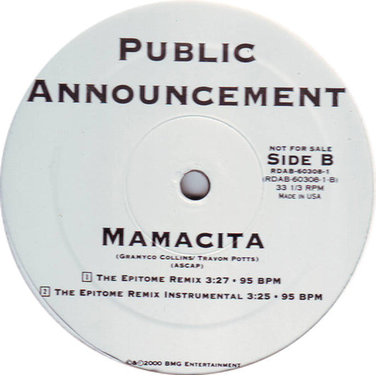 Public Announcement : Mamacita (12", Promo)