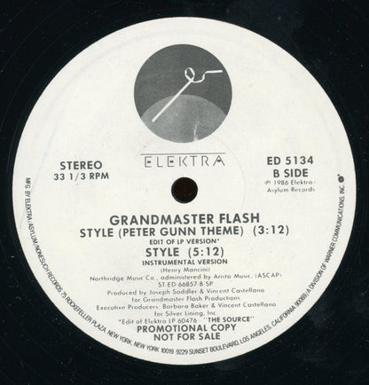 Grandmaster Flash : Style (Peter Gunn Theme) (12", Single, Promo)