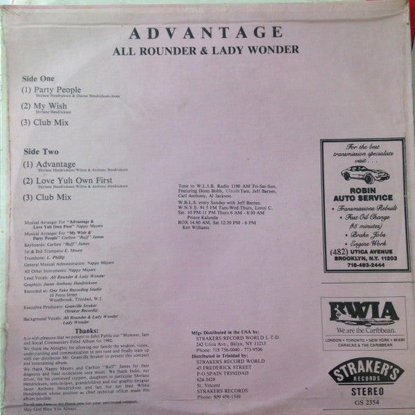 All Rounder And Lady Wonder : Advantage (LP, Album)