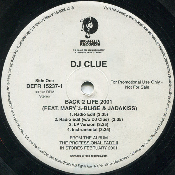 DJ Clue - Back 2 Life 2001 (12", Single, Promo)